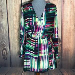 Parker faux wrap silk dress Long sleeve NEW